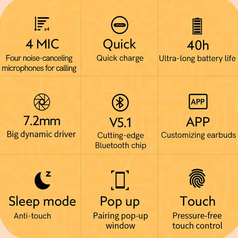 QCY T13 Bluetooth Headphone V5.1 Wireless TWS Earphone Touch Control Earbuds 4 Microphones ENC HD Call Headset Customizing APP